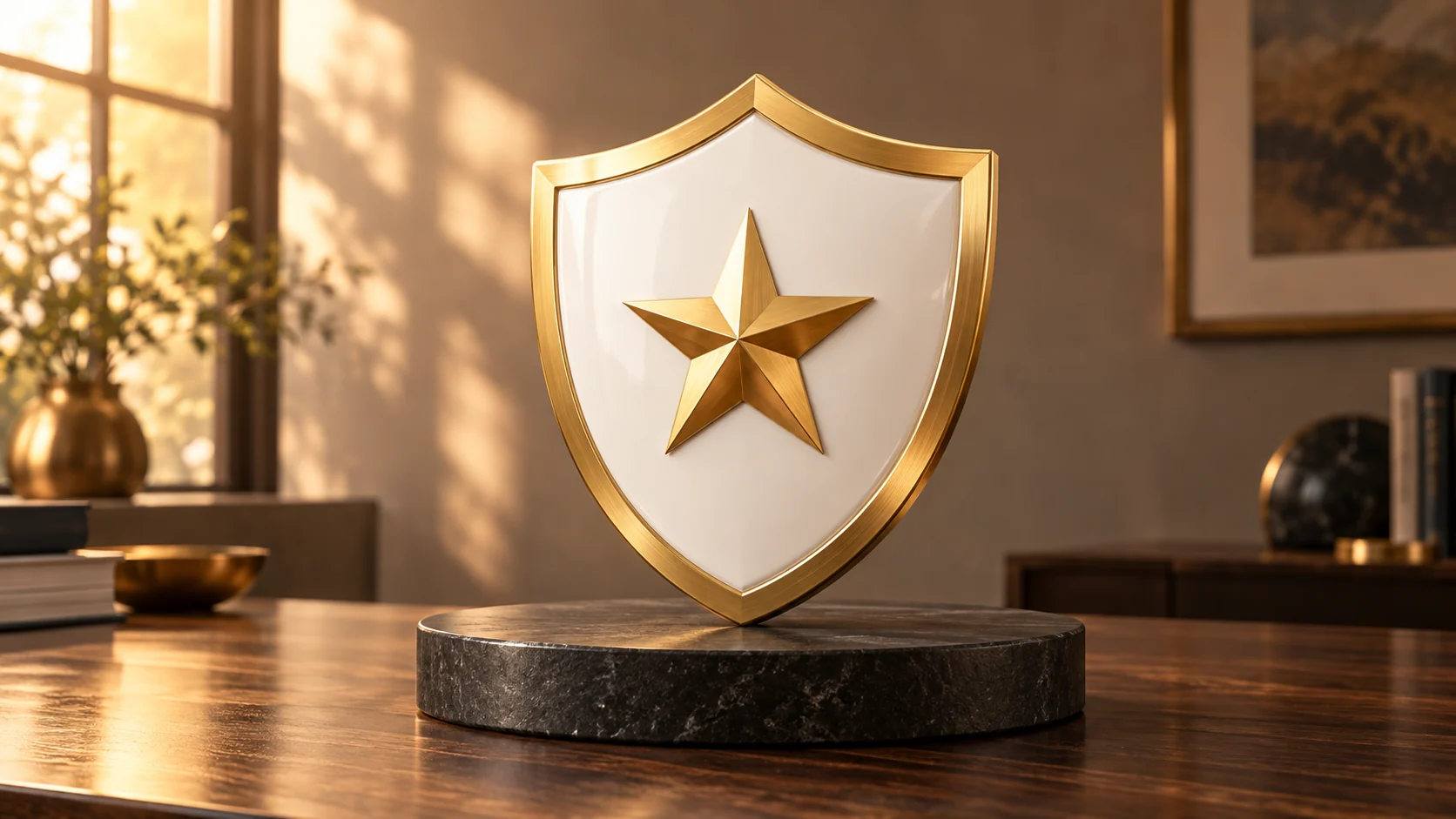 Shield and star course illustration