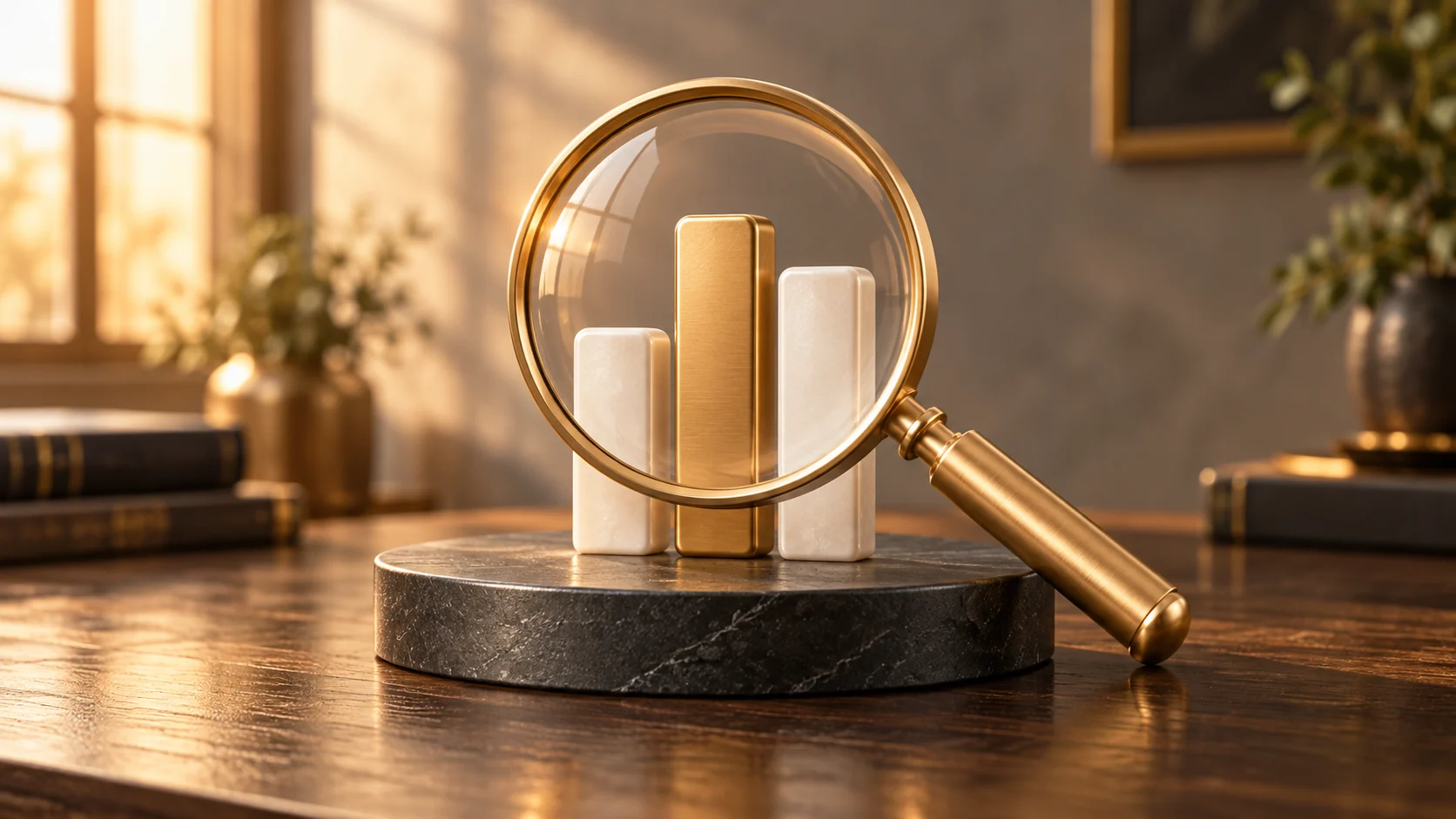 Magnifying glass and chart course illustration